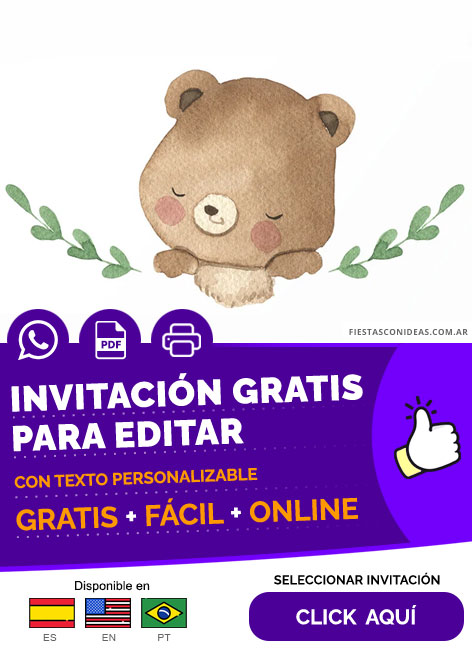 Invitación De Baby Shower Ositos Gratis Para Editar, Imprimir, PDF o Whatsapp