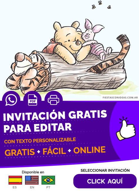 Invitación De Baby Shower Winnie Pooh Personalizable Gratis Para Editar, Imprimir, PDF o Whatsapp
