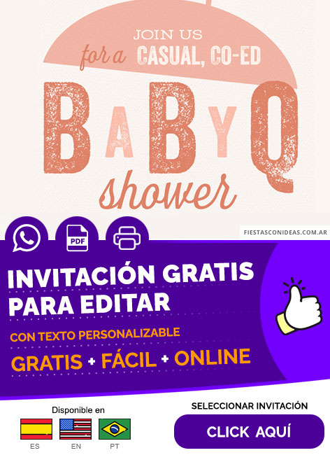 Invitación De Bbq Para Baby Shower De Niñas Gratis Para Editar, Imprimir, PDF o Whatsapp