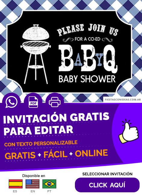 Invitación De Bbq Para Baby Shower De Niños Gratis Para Editar, Imprimir, PDF o Whatsapp