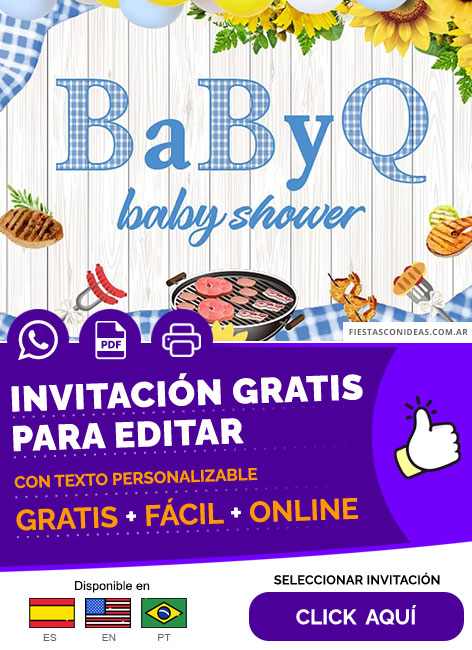 Invitación De Bbq Para Baby Shower De Varones Gratis Para Editar, Imprimir, PDF o Whatsapp