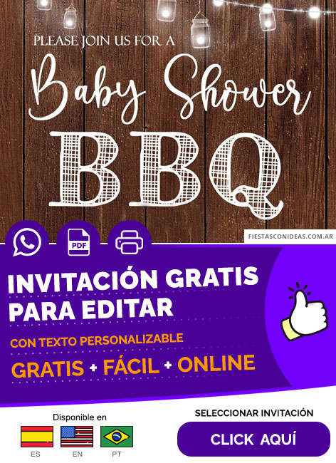 Invitación De Bbq Para Baby Shower Gratis Para Editar, Imprimir, PDF o Whatsapp