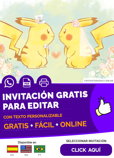 Invitación De Bodas De Pokemon Gratis Para Editar, Imprimir, PDF o Whatsapp
