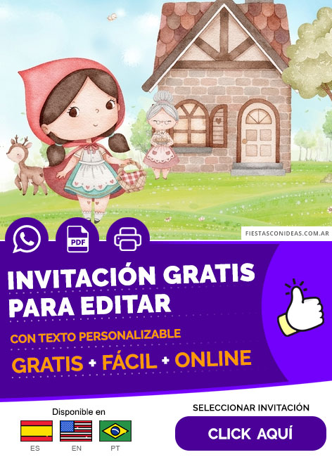 Invitación De Cumpleaños De Caperucita Roja Gratis Para Editar, Imprimir, PDF o Whatsapp