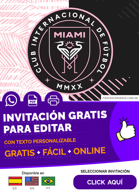 Invitación De Cumpleaños De Inter Miami CF Gratis Para Editar, Imprimir, PDF o Whatsapp