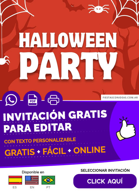 Invitación De Fiesta De Halloween Fondo Rojo Sangre Y Telaranias Gratis Para Editar, Imprimir, PDF o Whatsapp