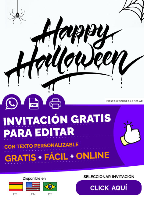 Invitación De Fiesta De Halloween Para Jovenes Y Adultos Estilo Graffiti Gratis Para Editar, Imprimir, PDF o Whatsapp