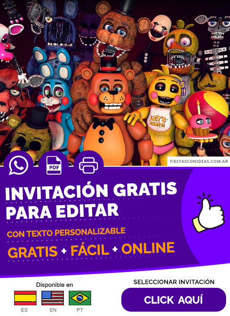 Invitación De Fnaf Con Todos Los Animatronicos Gratis Para Editar, Imprimir, PDF o Whatsapp