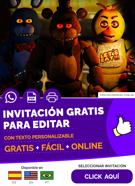 Invitación De Fnaf Freddy Chica Bonnie Gratis Para Editar, Imprimir, PDF o Whatsapp