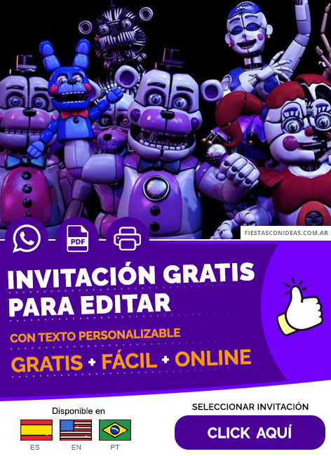 Invitación De Fnaf Freddy Y Animatronicos Gratis Para Editar, Imprimir, PDF o Whatsapp