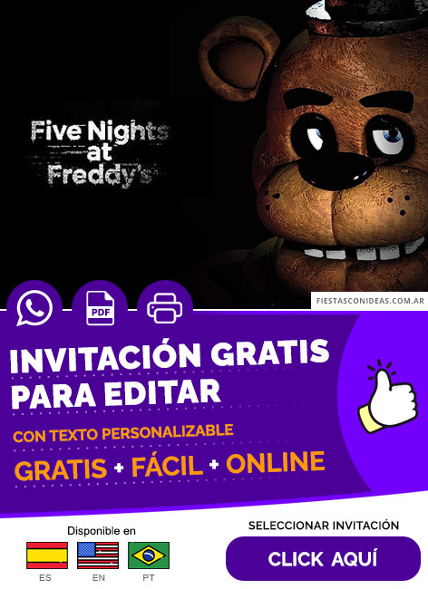 Invitación De Freddy Fazbear Fnaf Gratis Para Editar, Imprimir, PDF o Whatsapp