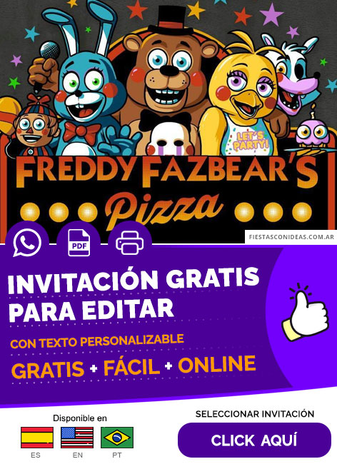 Invitación De Freddy Fazbears Pizza Gratis Para Editar, Imprimir, PDF o Whatsapp
