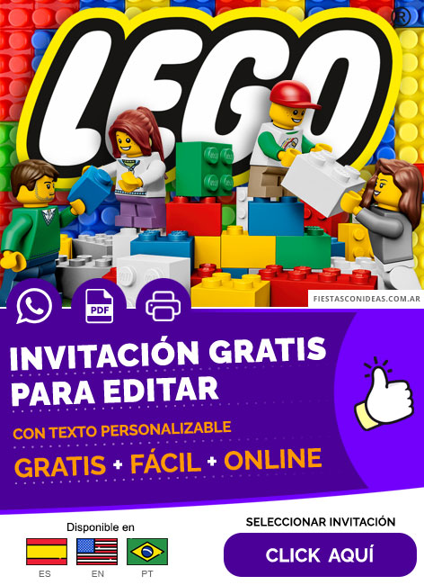 Invitación De Lego Para Cumpleaños Dia De Construir Gratis Para Editar, Imprimir, PDF o Whatsapp