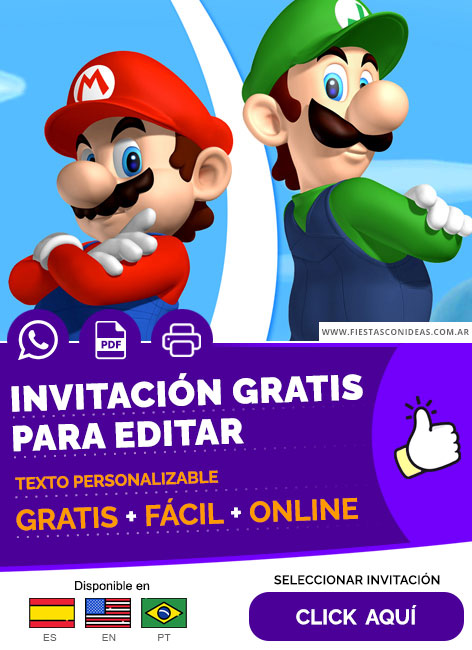 Invitación De Mario Bros Y Luigi Gratis Para Editar, Imprimir, PDF o Whatsapp
