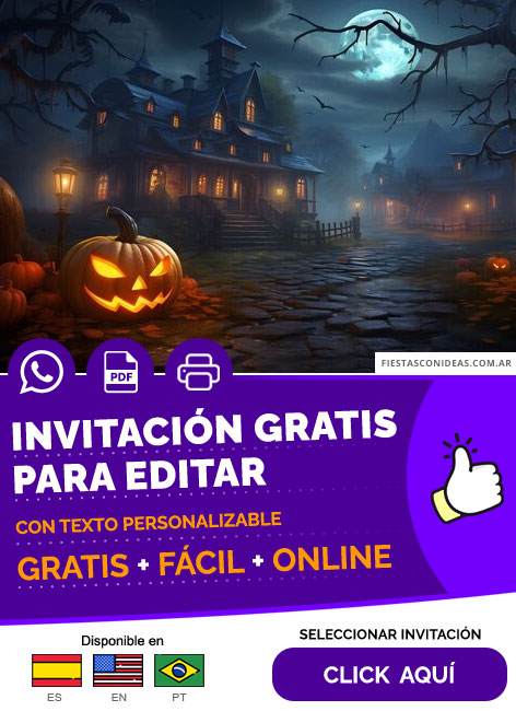 Invitación De Noche De Brujas Halloween Para Adultos Con Casa Embrujada Gratis Para Editar, Imprimir, PDF o Whatsapp