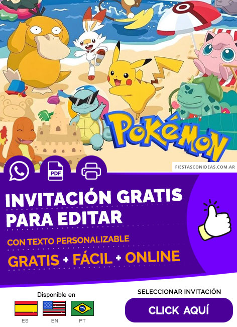 Invitación De Pokemon Pool Party Gratis Para Editar, Imprimir, PDF o Whatsapp