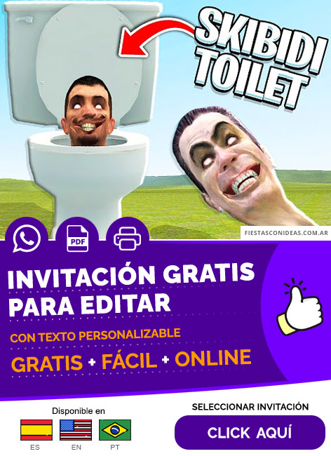 Invitación De Skibidi Toilet Inodoros Con Cabeza Youtuber Dafuq Boom Gratis Para Editar, Imprimir, PDF o Whatsapp