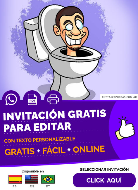 Invitación De Skibidi Toilet Para Fiesta De Cumpleaños Gratis Para Editar, Imprimir, PDF o Whatsapp