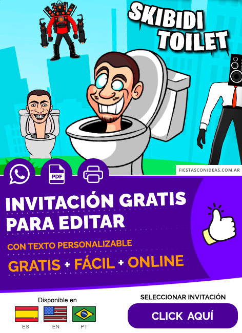Invitación De Skibidi Toilet Youtuber Dafuq Boom Gratis Para Editar, Imprimir, PDF o Whatsapp
