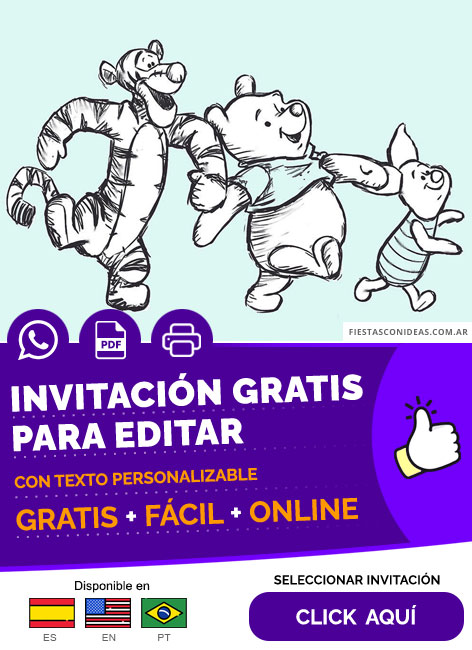 Invitación De Winnie Pooh Para Baby Shower De Varones Gratis Para Editar, Imprimir, PDF o Whatsapp