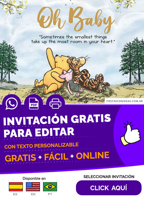Invitación De Winnie Pooh Para Baby Shower Gratis Para Editar, Imprimir, PDF o Whatsapp