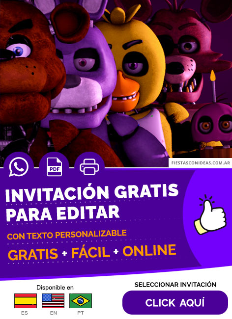 Invitación Digital Cumpleaños Fnaf La Pelicula Gratis Para Editar, Imprimir, PDF o Whatsapp