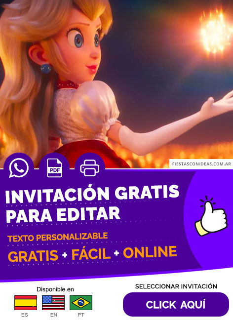 Invitación Digital Cumpleaños Princesa Peach Gratis Para Editar, Imprimir, PDF o Whatsapp