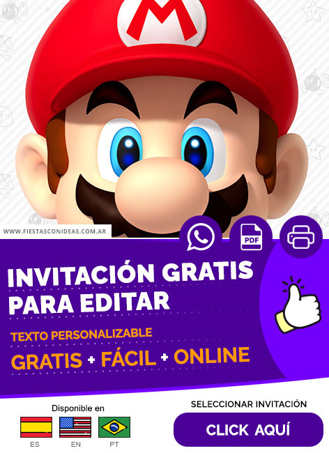 Invitación Digital De Mario Bros Gratis Para Editar, Imprimir, PDF o Whatsapp
