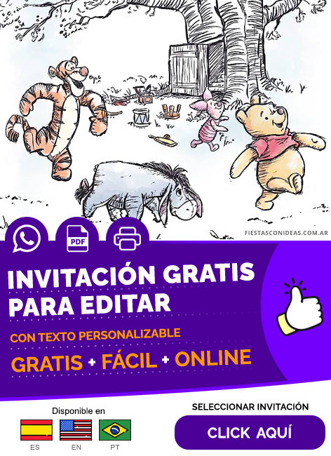 Invitación Digital De Winnie The Pooh Para Baby Shower Gratis Para Editar, Imprimir, PDF o Whatsapp