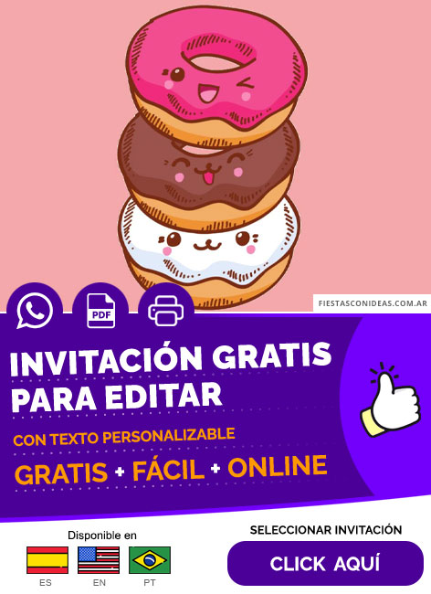 Invitación Digital Fiesta Sorpresa De Donas Party Gratis Para Editar, Imprimir, PDF o Whatsapp