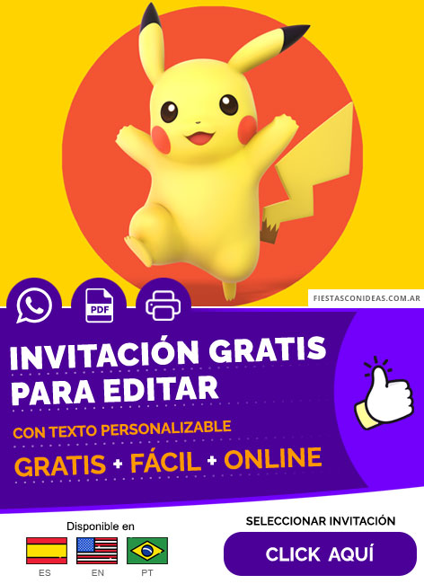 Invitación Digital Para Cumpleaños De Pikachu Gratis Para Editar, Imprimir, PDF o Whatsapp