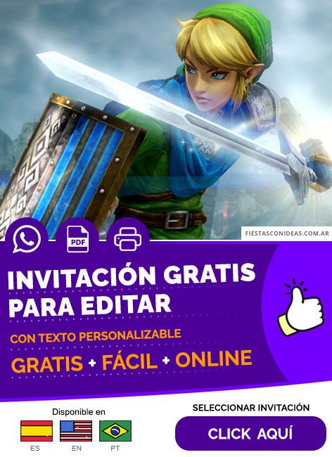 Invitación Digital The Legend Of Zelda Escudo Y Espada Maestra Gratis Para Editar, Imprimir, PDF o Whatsapp