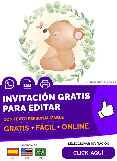 Invitación Dulce Osa Baby Shower Para Niña Gratis Para Editar, Imprimir, PDF o Whatsapp