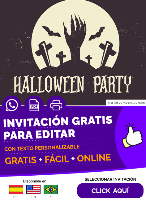 Invitación Editable Fiesta De Halloween Espeluznante Muertos Vivos Gratis Para Editar, Imprimir, PDF o Whatsapp