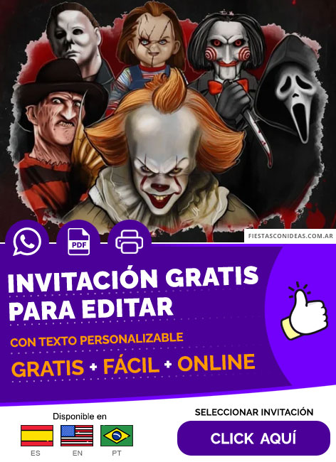 Invitación Fiesta Asesina Killer Party It Freddy Jason Chucky Gostface Horror Gratis Para Editar, Imprimir, PDF o Whatsapp
