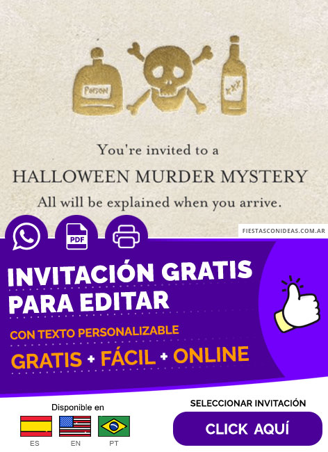 Invitación Fiesta Asesinato Misterioso Peligro Veneno Gratis Para Editar, Imprimir, PDF o Whatsapp