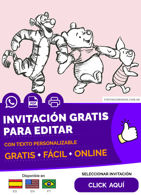 Invitación Fiesta De Baby Shower De Winnie Pooh Color Rosa Gratis Para Editar, Imprimir, PDF o Whatsapp