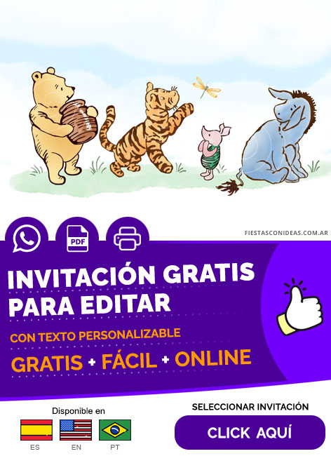 Invitación Fiesta De Baby Shower De Winnie Pooh Gratis Para Editar, Imprimir, PDF o Whatsapp