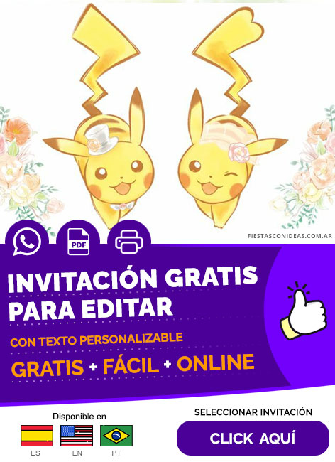 Invitación Fiesta De Casamiento De Pokemon Gratis Para Editar, Imprimir, PDF o Whatsapp