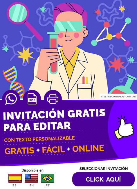Invitación Fiesta De Cumpleaños Ciencia Loca Gratis Para Editar, Imprimir, PDF o Whatsapp