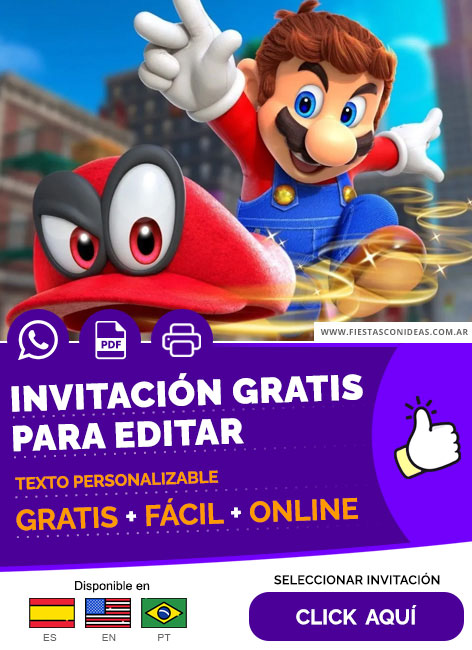 Invitación Fiesta De Cumpleaños De Mario Bros Gratis Para Editar, Imprimir, PDF o Whatsapp