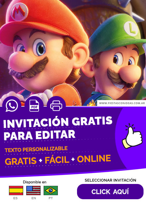 Invitación Fiesta De Cumpleaños Mario Bros Y Luigi Gratis Para Editar, Imprimir, PDF o Whatsapp