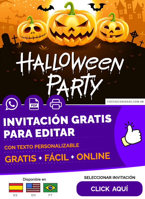 Invitación Fiesta De Halloween Calabazas Embrujadas Gratis Para Editar, Imprimir, PDF o Whatsapp