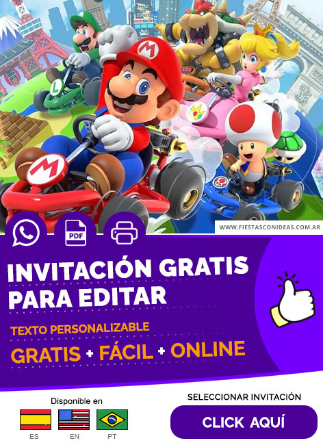 Invitación Fiesta Infantil Mario Bros Gratis Para Editar, Imprimir, PDF o Whatsapp