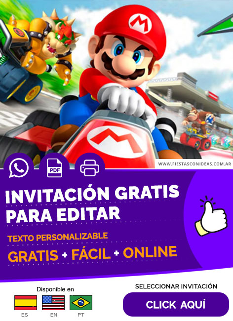 Invitación Fiesta Temática De Mario Bros Kart Gratis Para Editar, Imprimir, PDF o Whatsapp