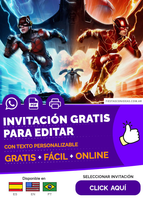 Invitación Fiesta De Flash Gratis Para Editar, Imprimir, PDF o Whatsapp