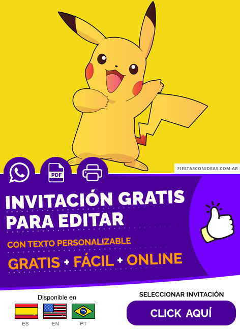 Invitación Fiesta Sorpresa De Pikachu Gratis Para Editar, Imprimir, PDF o Whatsapp