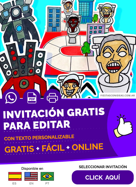Invitación Fiesta Sorpresa De Skibidi Toilet Dafuq Boom Gratis Para Editar, Imprimir, PDF o Whatsapp