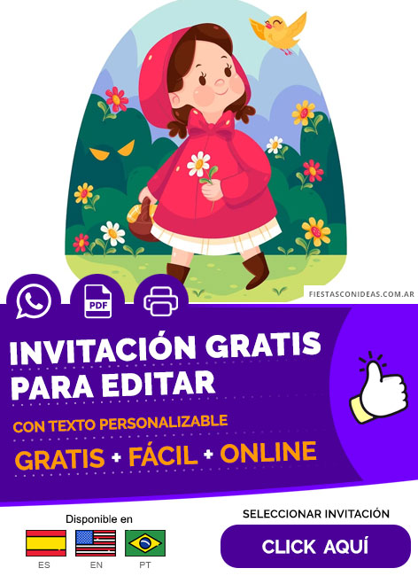 Invitación Fiesta Temática De Caperucita Roja Gratis Para Editar, Imprimir, PDF o Whatsapp