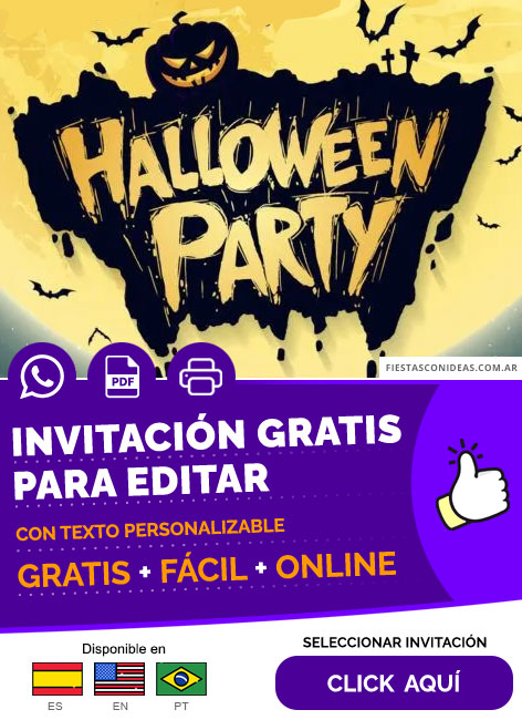 Invitación Fiesta Temática De Halloween Calabazas Y Murcielagos Gratis Para Editar, Imprimir, PDF o Whatsapp